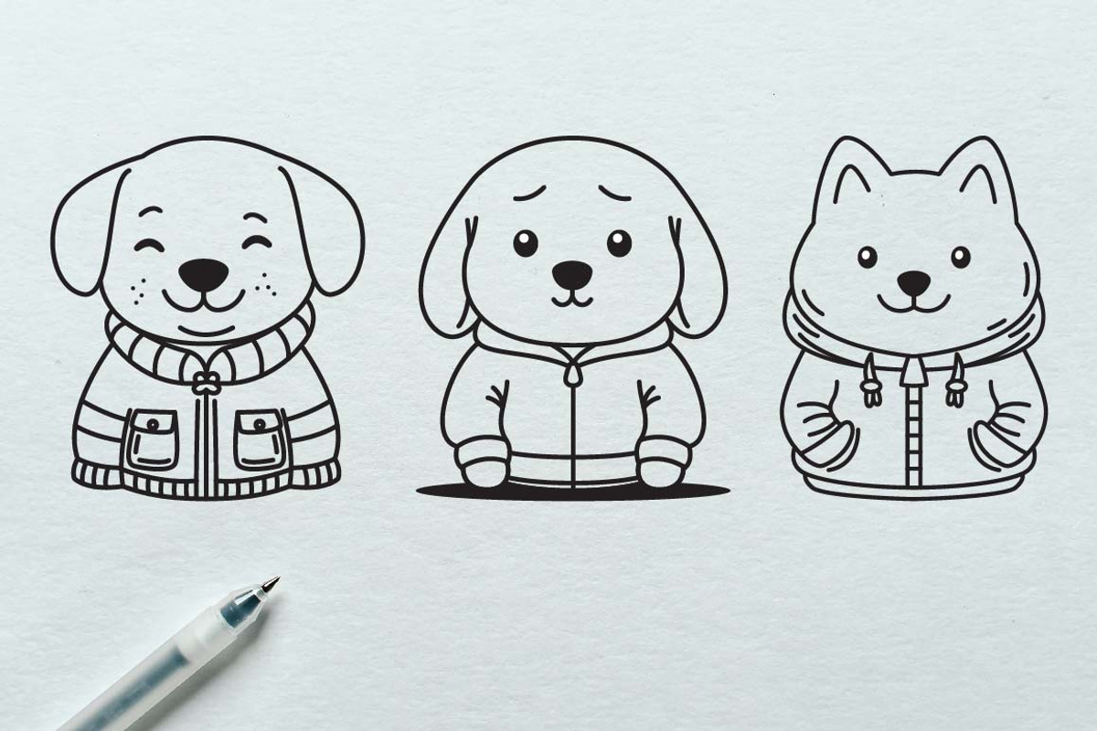 12 Cute Puppy Dog Wearing Jacket, an Animal Illustration by jongcreative (Photo 2 of 7)