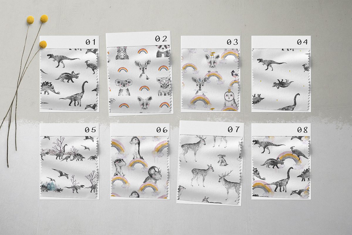 Watercolor kids patterns, a Pattern Graphic by Natali Smolova (Photo 2 of 6)