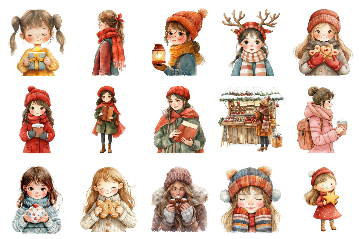 Watercolor Christmas Market Clipart, an Illustration by Daily.Designs (Photo 2 of 5)