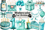 Teal Birthday Sublimation Clipart, an Illustration by Black Bird Studio (Thumbnail 1 of 6)