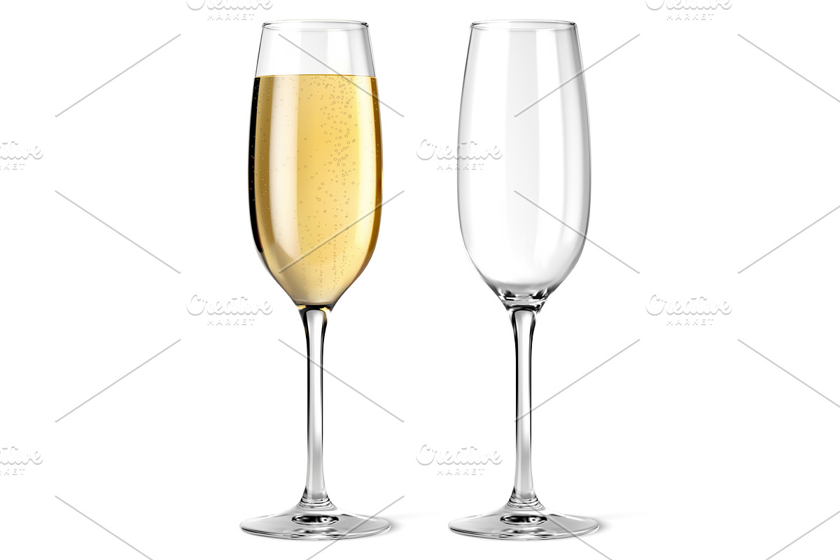 Vector realistic champagne glasses, an Object Graphic by He2
