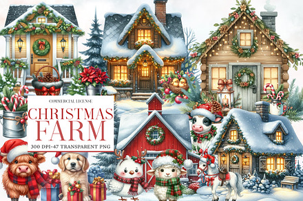 Christmas Farm Sublimation Clipart