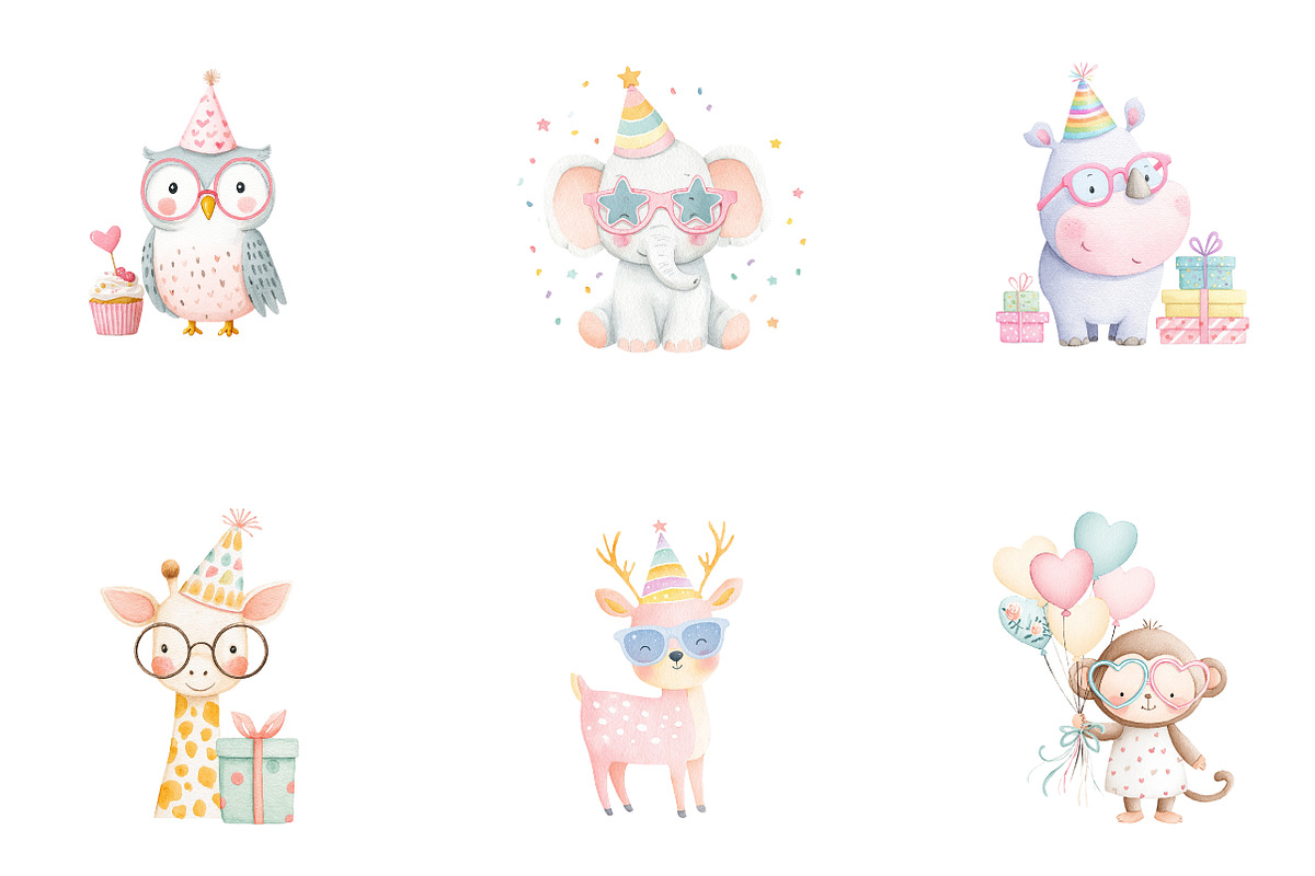 Party Animals Clipart, a Seasonal Illustration by CreationArt (Photo 3 of 4)