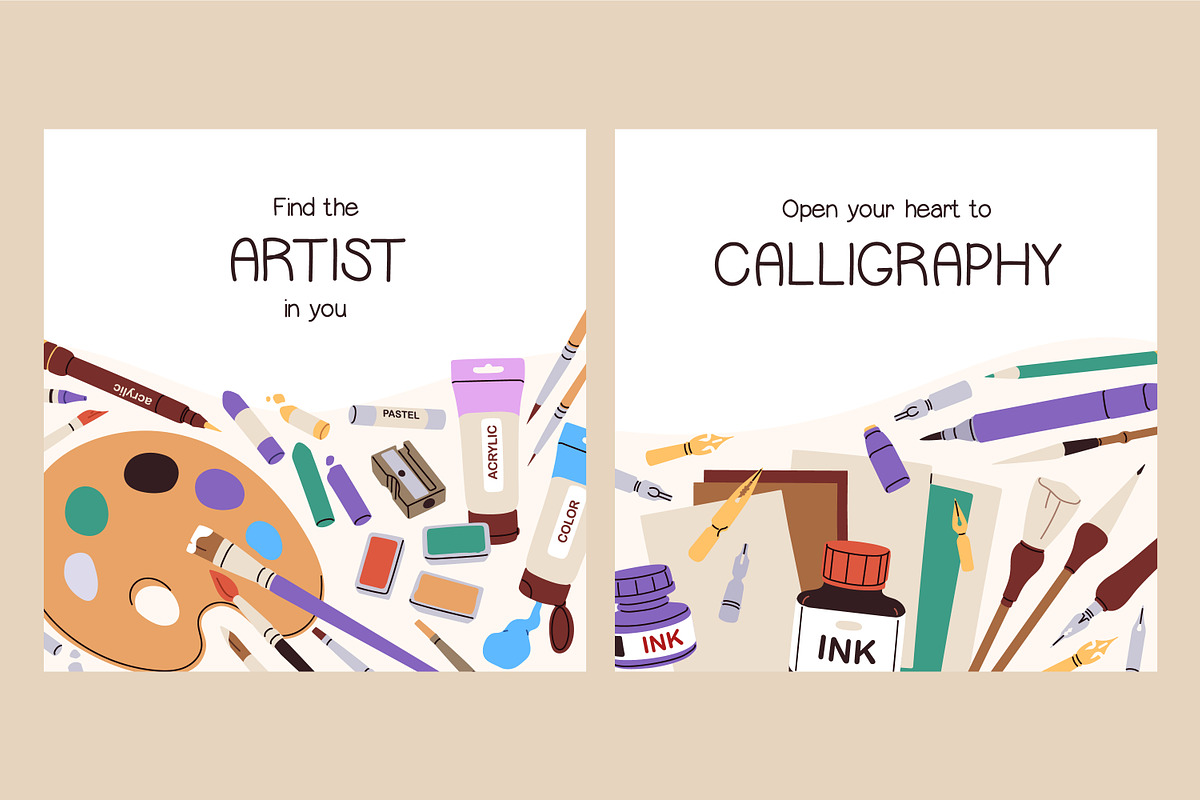 Art supplies, tools set + templates, an Object Illustration by Good Studio (Photo 2 of 11)