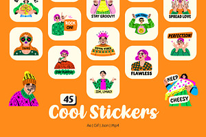 Animated Cool Stickers Set, an Emoji Icon by Prosymbols