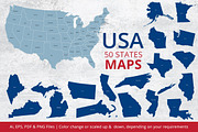 States Maps of USA, an Illustration by ArtFusion (Thumbnail 1 of 3)