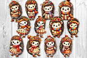 Cute Autumn Hedgehog Clipart Set, a Seasonal Illustration by V Design Creator (Thumbnail 9 of 9)