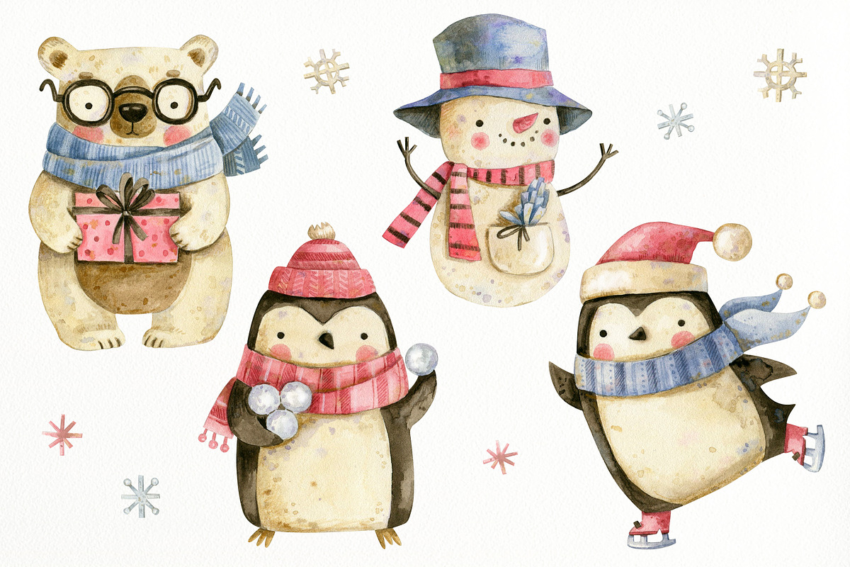 Christmas friends. New Year's set., an Animal Illustration by babenkoirusa (Photo 2 of 15)