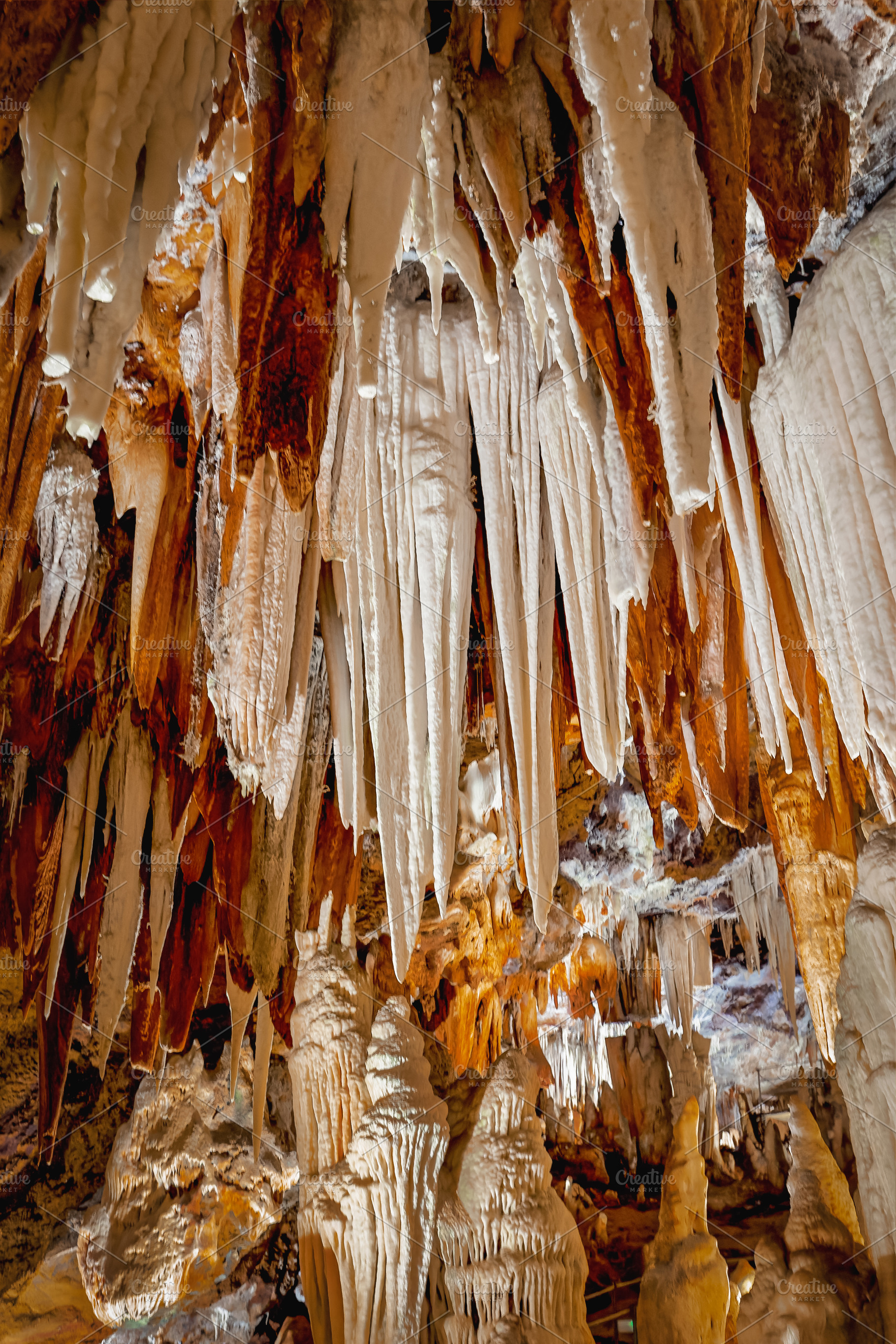 White stalactites and stalagmites in, a Nature Photo by Perpis