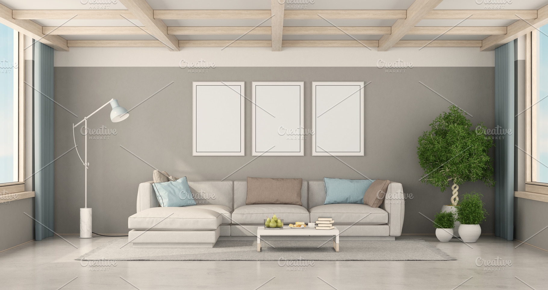 Poster mockup in a minimalist living room, an Architecture Photo by Archideaphoto