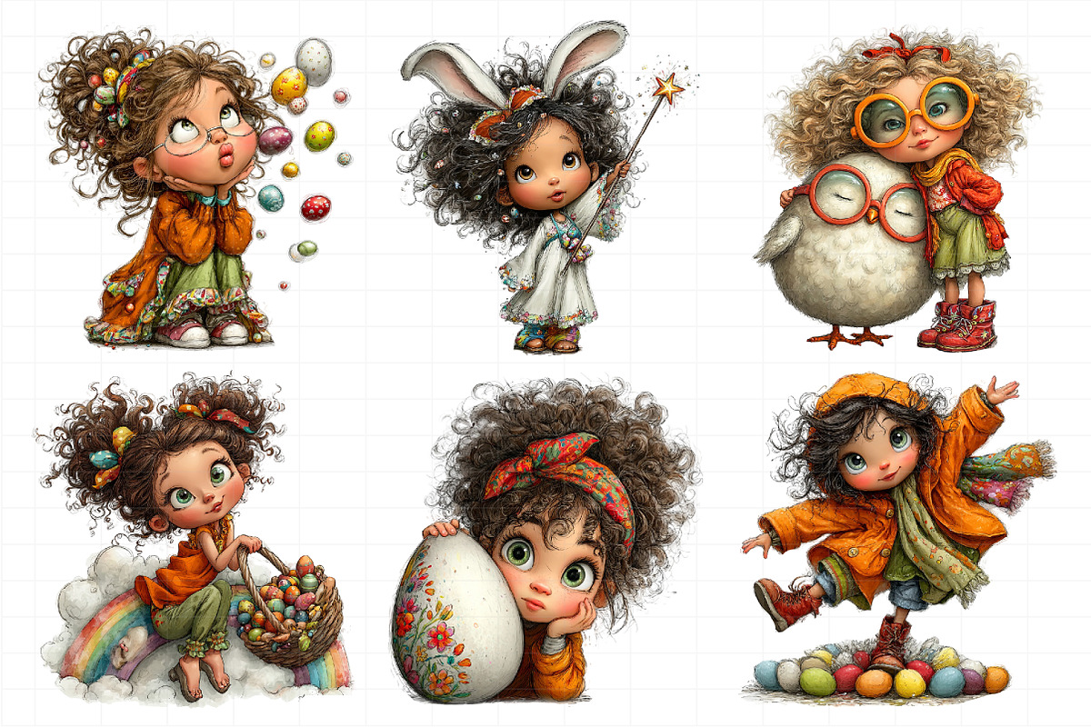 Whimsical Easter Cartoon Girl Clipar, an Illustration by Daily.Designs (Photo 6 of 7)