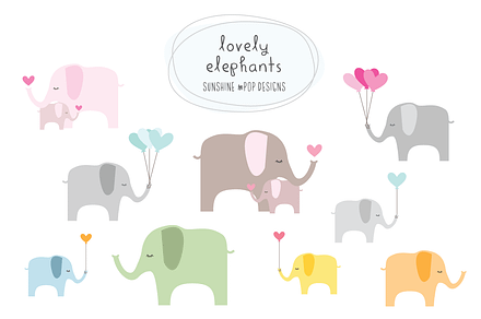 Lovely Elephants (Vector File)