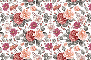 Seamless Flowers Rose Chamomile, a Pattern Graphic by Vintage (Thumbnail 4 of 6)