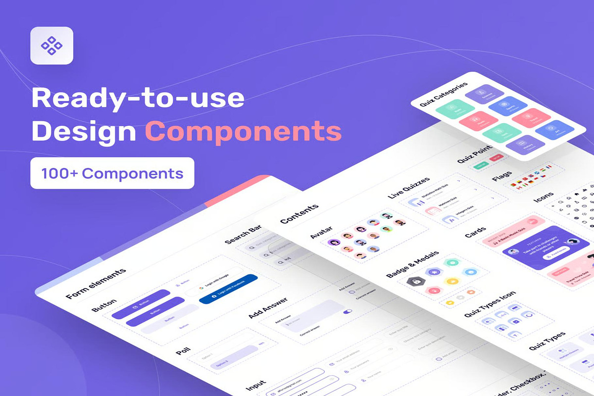 Queezy Dashboard Quiz Dashboard UI, an UI Kit Template by Creative Perspective (Photo 5 of 8)