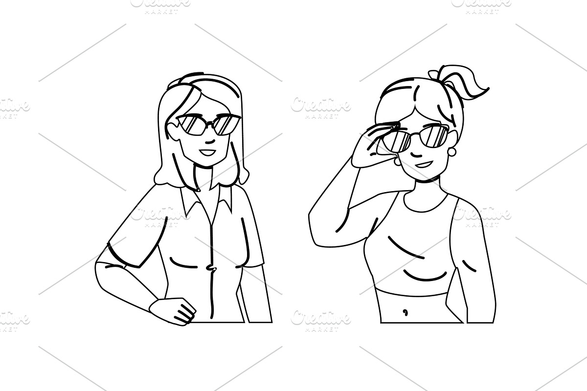 summer sunglasses woman vector, a Person Illustration by pikepicture