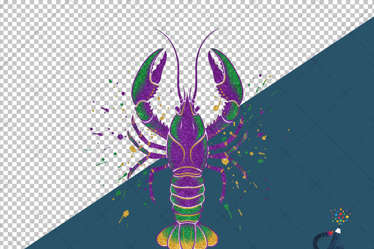 Glitter Mardi Gras Crawfish Png, an Illustration by Creative Art (Photo 6 of 6)