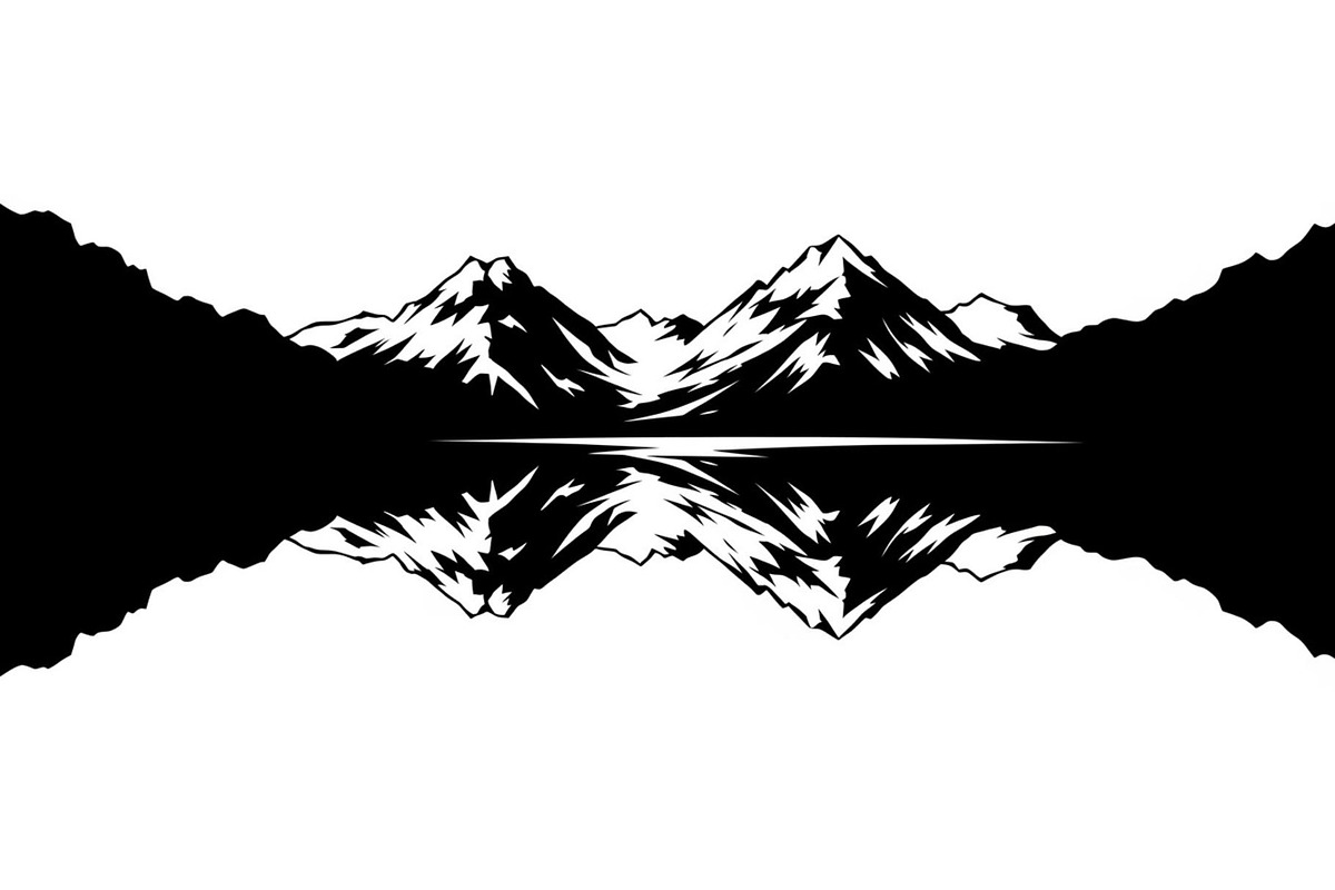 Minimal Mountain Lake Silhouette, a Graphic by hafijul (Photo 9 of 15)