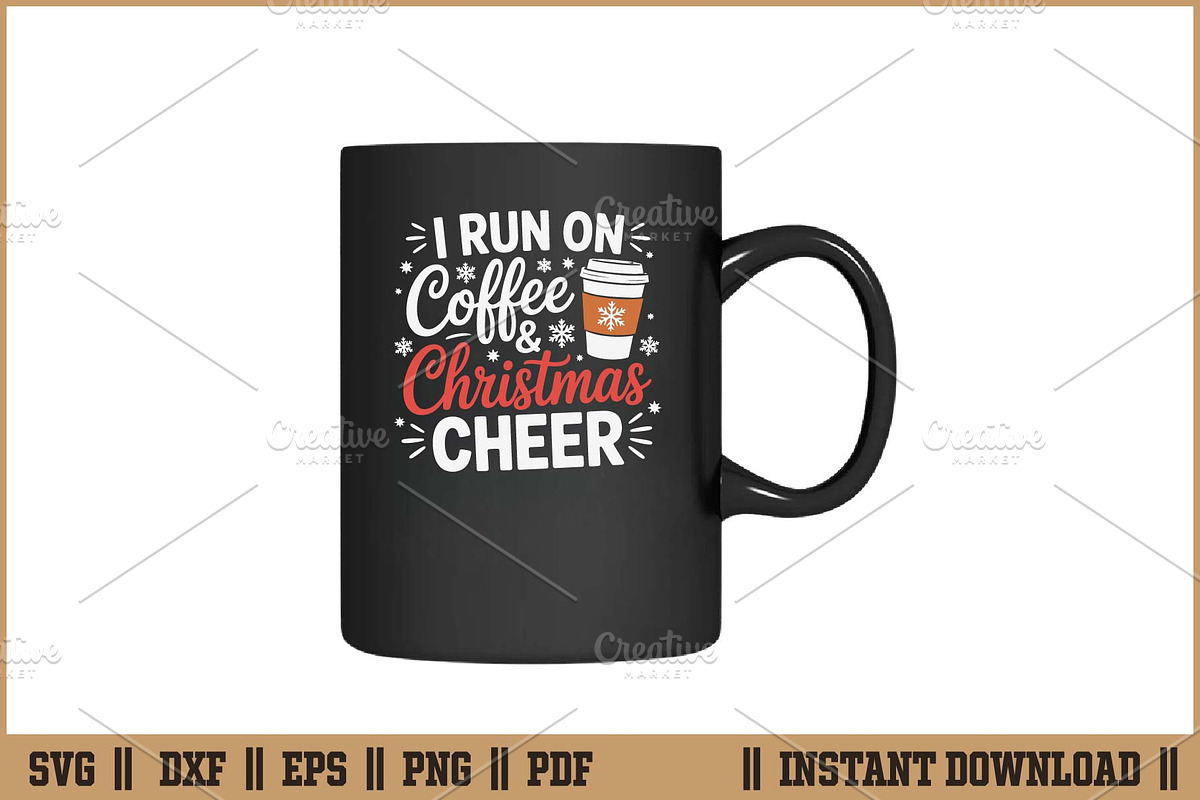 I Run on Coffee and Christmas Cheer, a Seasonal Illustration by Handy Arts Studio (Photo 3 of 3)
