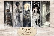 Haunted House Bookmarks | Halloween, a Seasonal Illustration by GlamArtZhanna (Thumbnail 1 of 3)