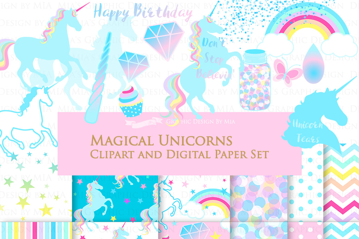 Magical Unicorns, Einhorn, Blue, an Illustration by Mia's Graphic Design (Photo 2 of 9)