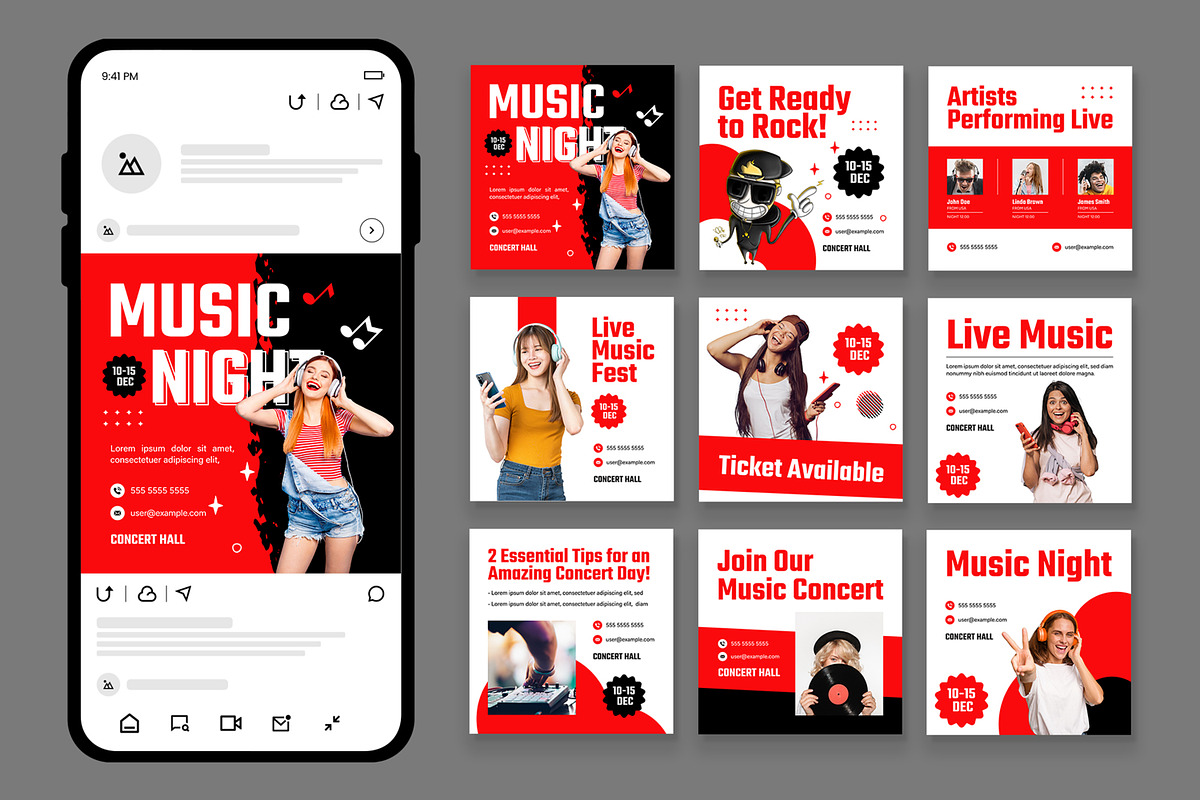 Music Social Media Post Template, an UI Kit Template by CreativeShaper (Photo 1 of 3)