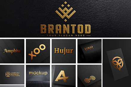 Gold Texture Business Logo Mockup, a Product Mockup by Ovious.studio
