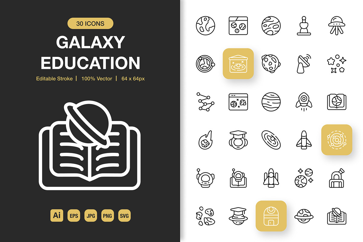Galaxy Education Icons, an Icon by Spacepixel Creative