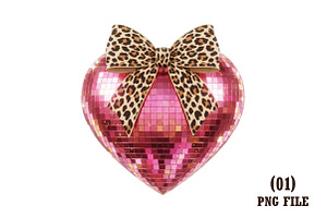 Pink Disco Heart Leopard Bow, an Illustration by DreamArtGraphic