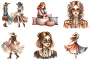 Watercolor Boho Girls Clipart, an Illustration by DreamArtGraphic (Thumbnail 4 of 5)
