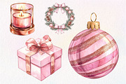 Pink Rose Gold Christmas Clipart, an Illustration by Dream Creation (Thumbnail 7 of 7)