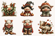 Whimsical Autumn pig Clipart, a Seasonal Illustration by Designworld (Thumbnail 4 of 9)