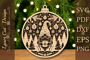 Christmas Gnome Ornament SVG, a Work Illustration by Digital Artistic99 (Thumbnail 1 of 4)