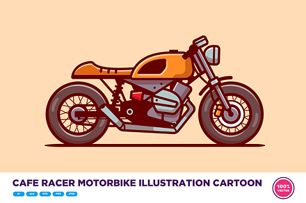 Cafe Racer Motorbike Illustration, a Transportation Illustration by Catalyst Labs
