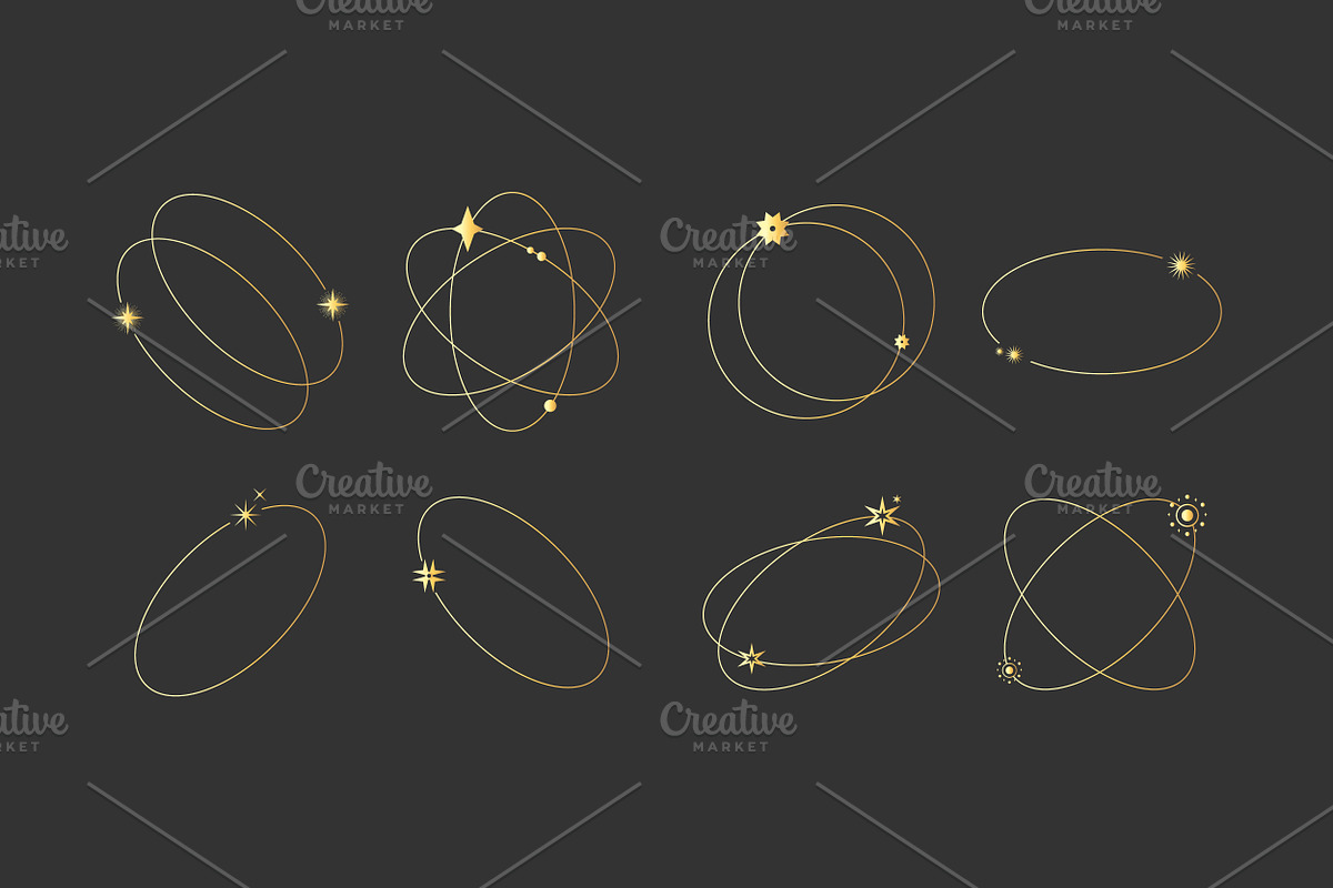 Golden Celestial Frames Collection, a Decorative Illustration by PsychocheArt (Photo 3 of 3)