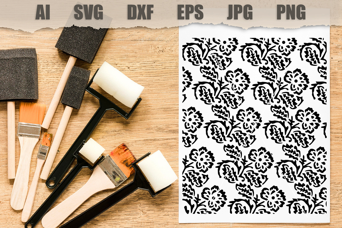 Stencil Floral Pattern, an Object Graphic by MARYCRAFTIRIA (Photo 2 of 3)