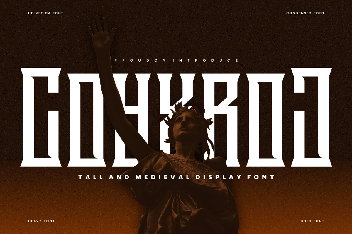 Coyxroj - Tall & Gothic Font, a Serif Font by QR Design Studio (Photo 1 of 6)