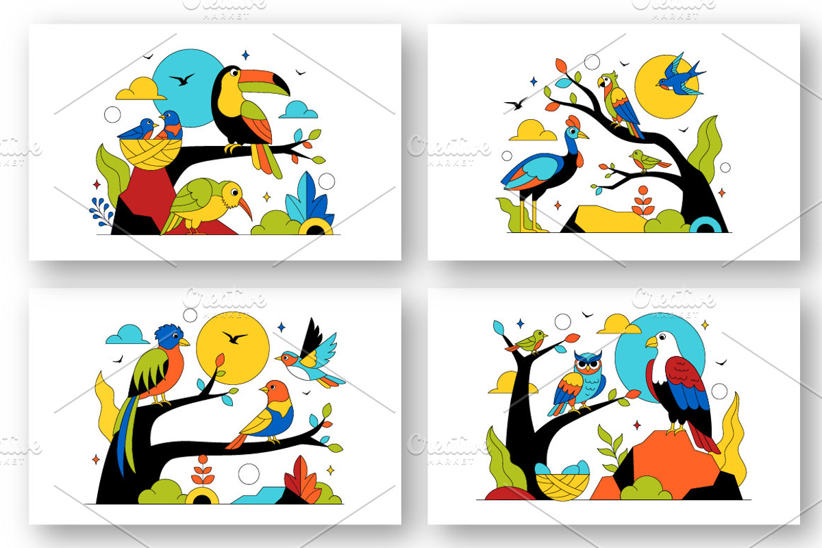 10 Tropical Bird Illustration, an Animal Illustration by denayunebgt (Photo 3 of 4)