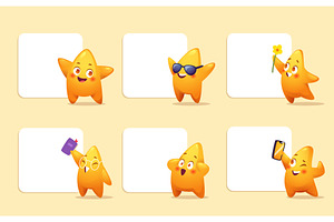 Stars banners. mascot stars standing, an Illustration by Onyx