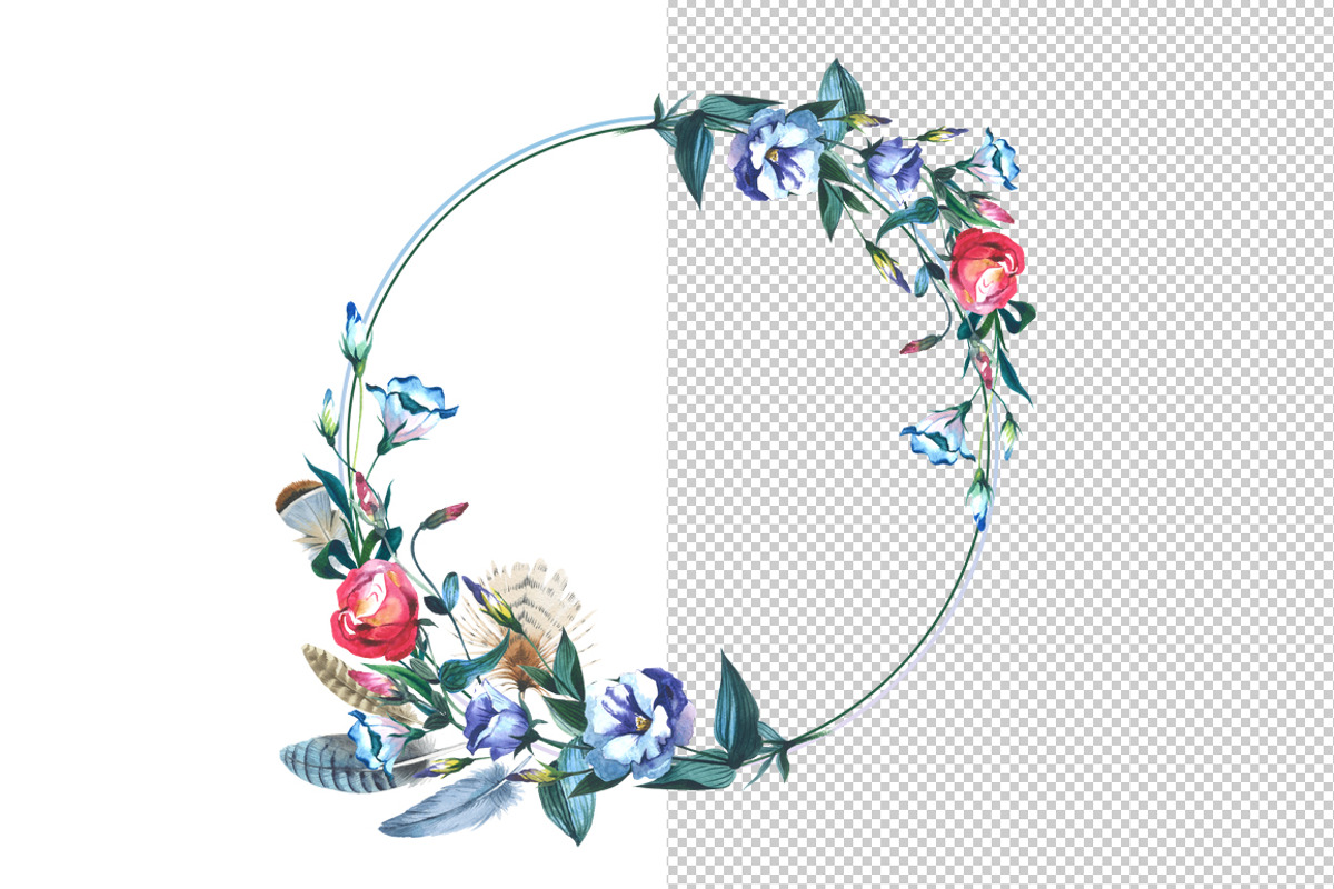 Watercolor Flower Wreath PNG set, a Decorative Illustration by WatercolorPNG.com (Photo 6 of 8)