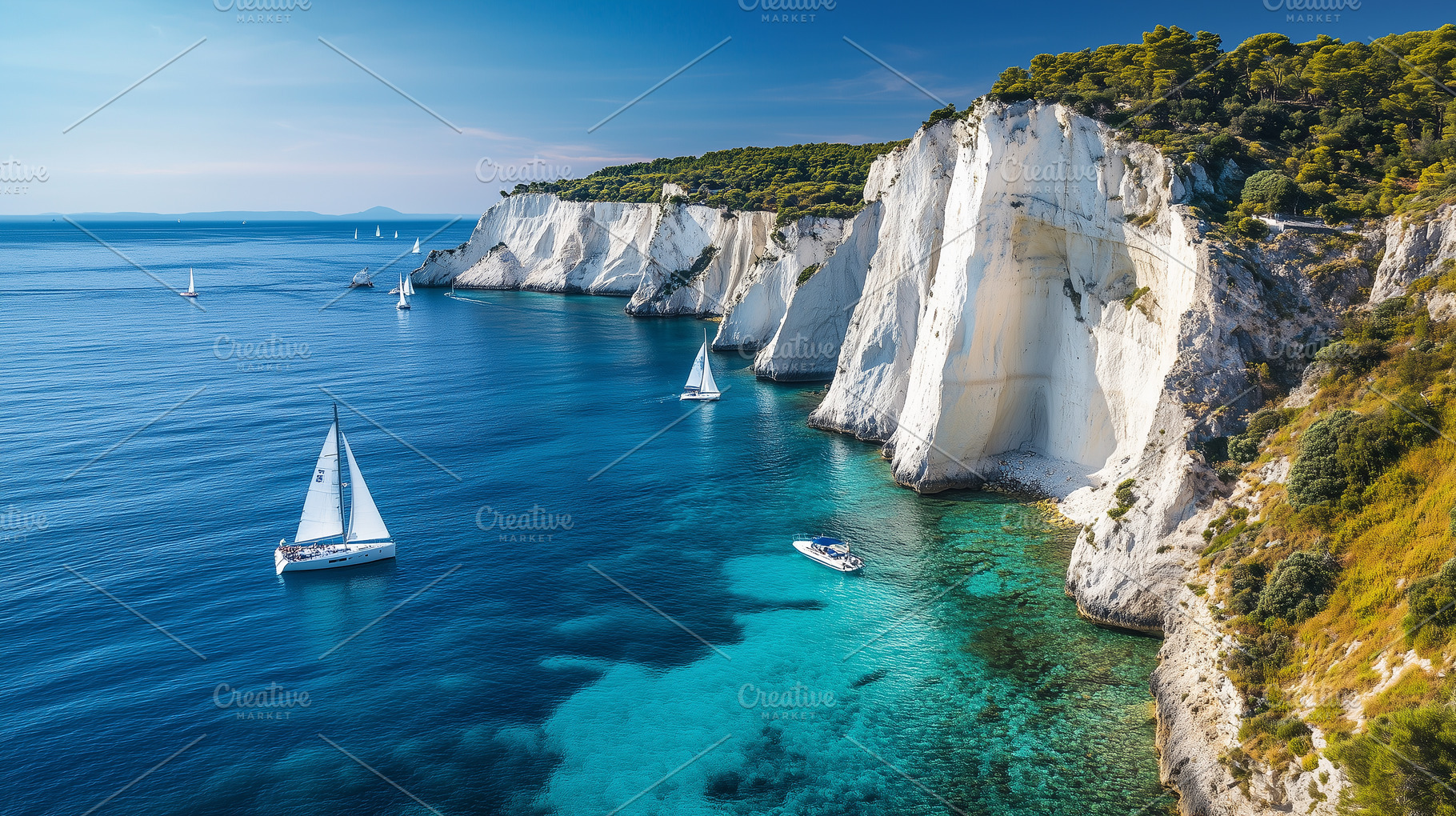 Sailboats glide through the crystal, a Nature Photo by MistyDay