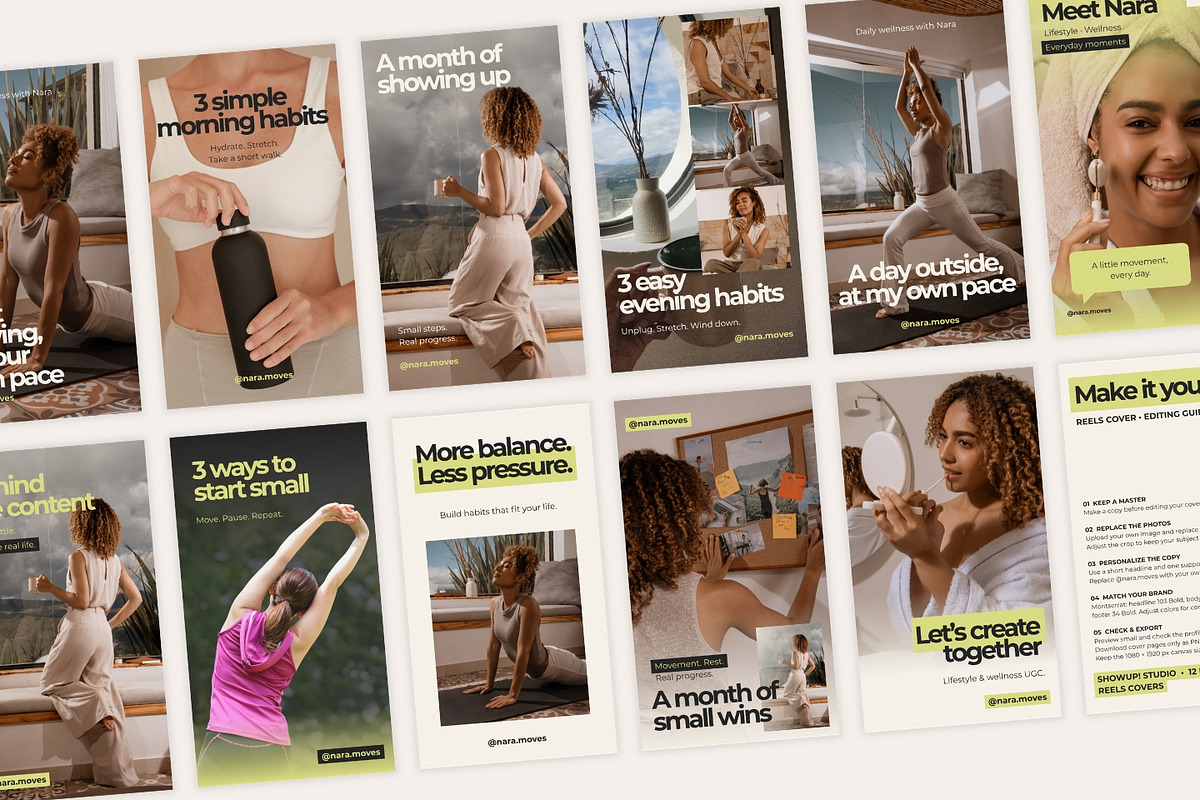 Lifestyle & Wellness Reels Cover Kit, a Social Media Template by ShowUp! Studio (Photo 5 of 6)