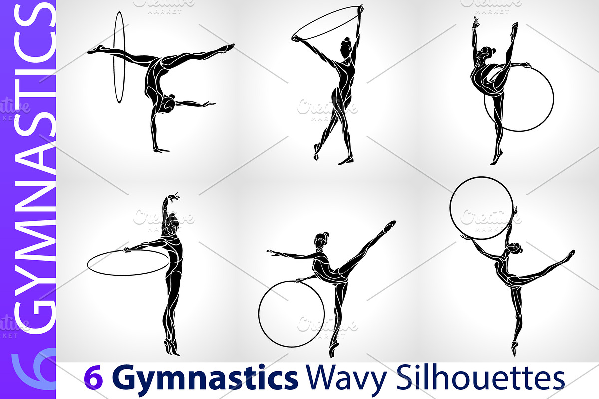 Rhythmic Gymnastics with Hoop set, a Sport Illustration by Kluva's Wavy Silhouettes (Photo 1 of 2)