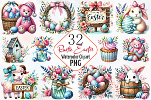 Rustic Easter Day Clipart, an Illustration by RobertsArt