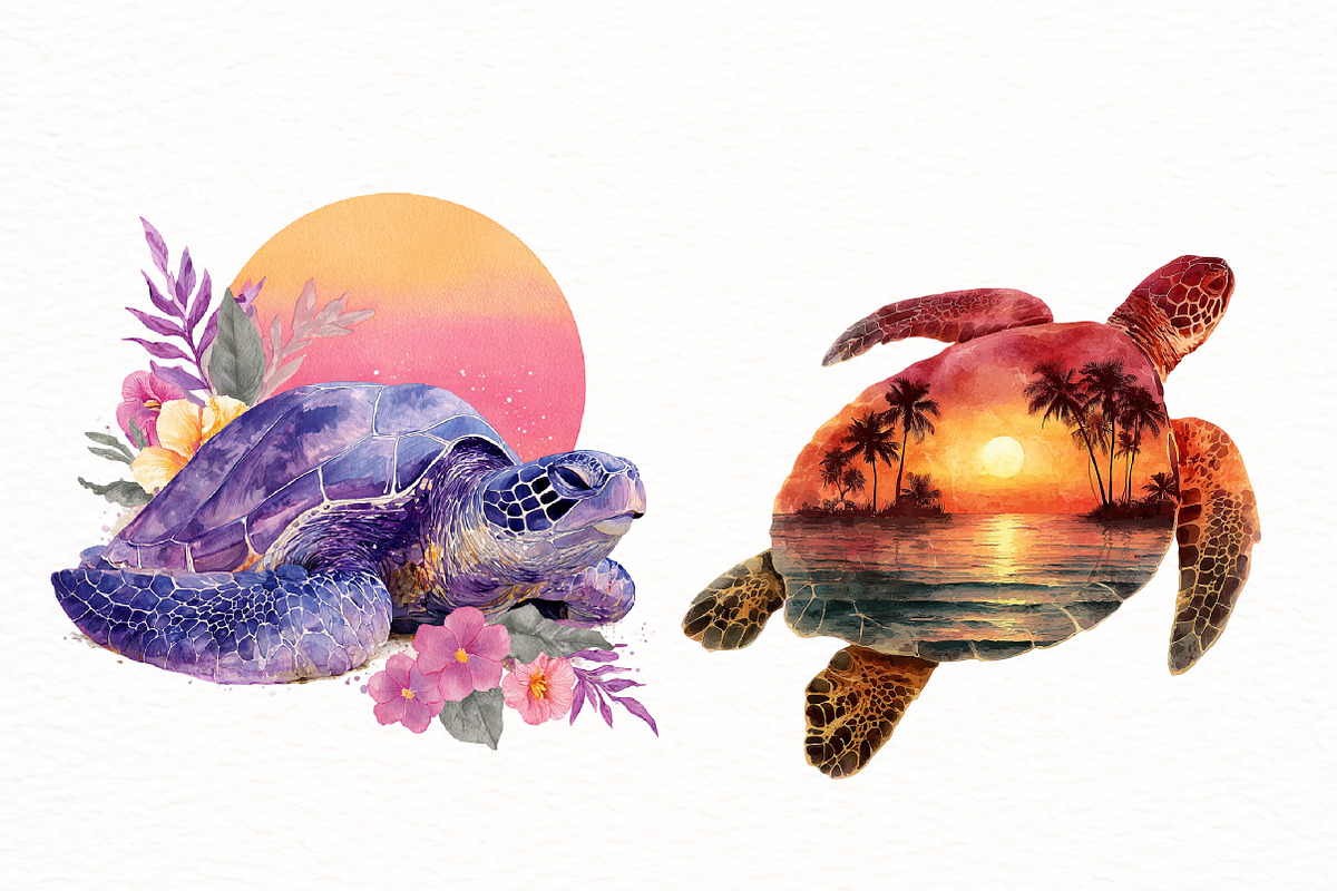 Sunset Sea Turtle Sublimation, an Illustration by Designworld (Photo 5 of 6)