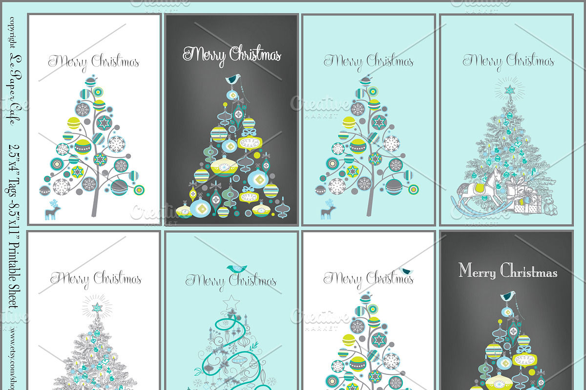 Robins Egg & Chalkboard Digital Tags