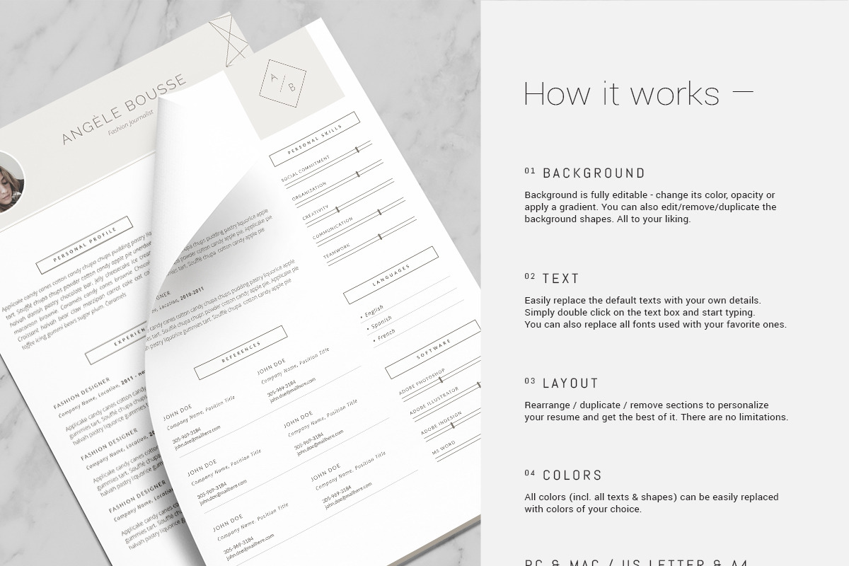 Stylish Resume Template / Angéle, a Resume Template by This Paper Fox (Photo 4 of 5)