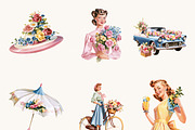 Watercolor Retro Spring Floral, a Decorative Illustration by BusyDaydesign (Thumbnail 4 of 9)