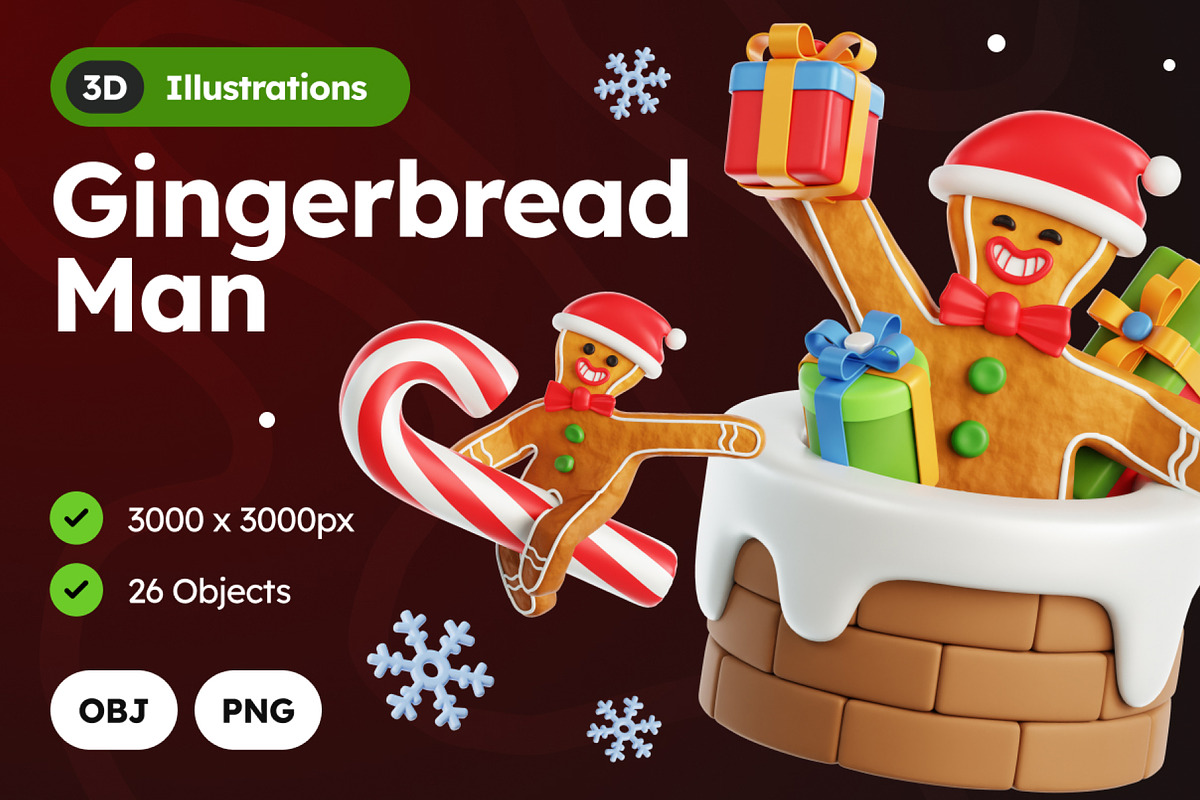 Gingerbread Man 3D Icons, a Characters & Person 3D Model by Rakata Studio (Photo 1 of 7)