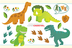 Cute Little Baby Dinosaurs Clipart