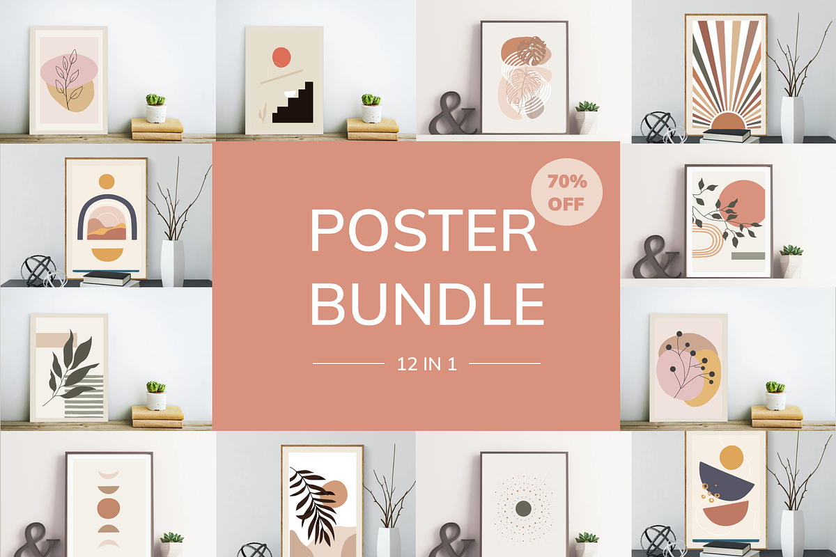 Boho Poster Bundle, an Illustration by KreyaParekh (Photo 1 of 13)